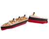 Titanic model split apart into two halves, showing the two-stage sinking break apart action.