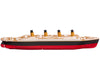Submersible Titanic model from above, showing the wooden color deck, sink-mode thumb switch, railings and four funnels.